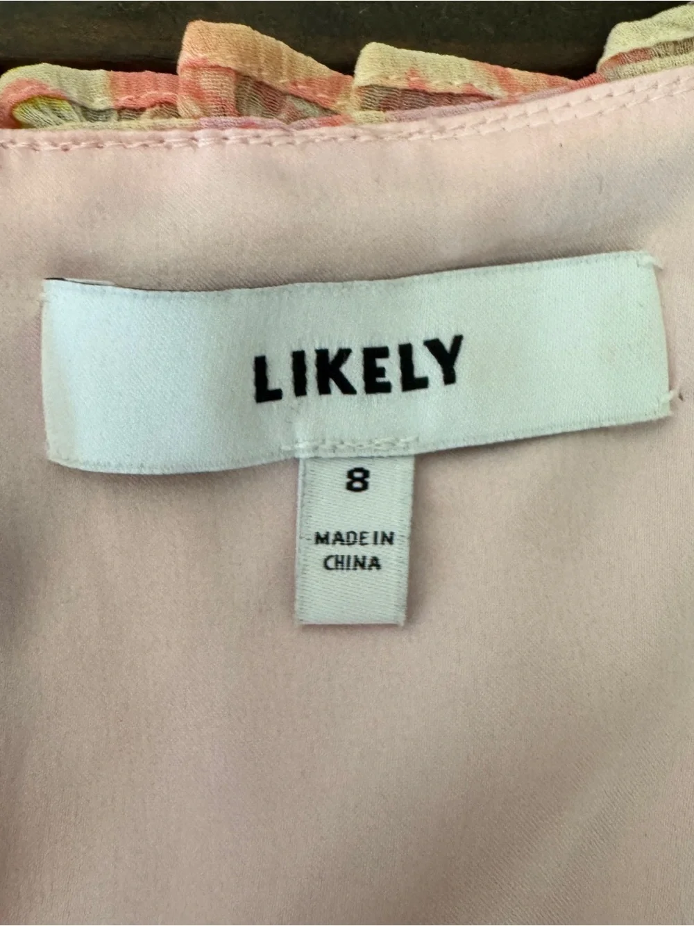 Likely Mia Floral Ruffle Mini Dress Peach Pink Size 8 Revolve